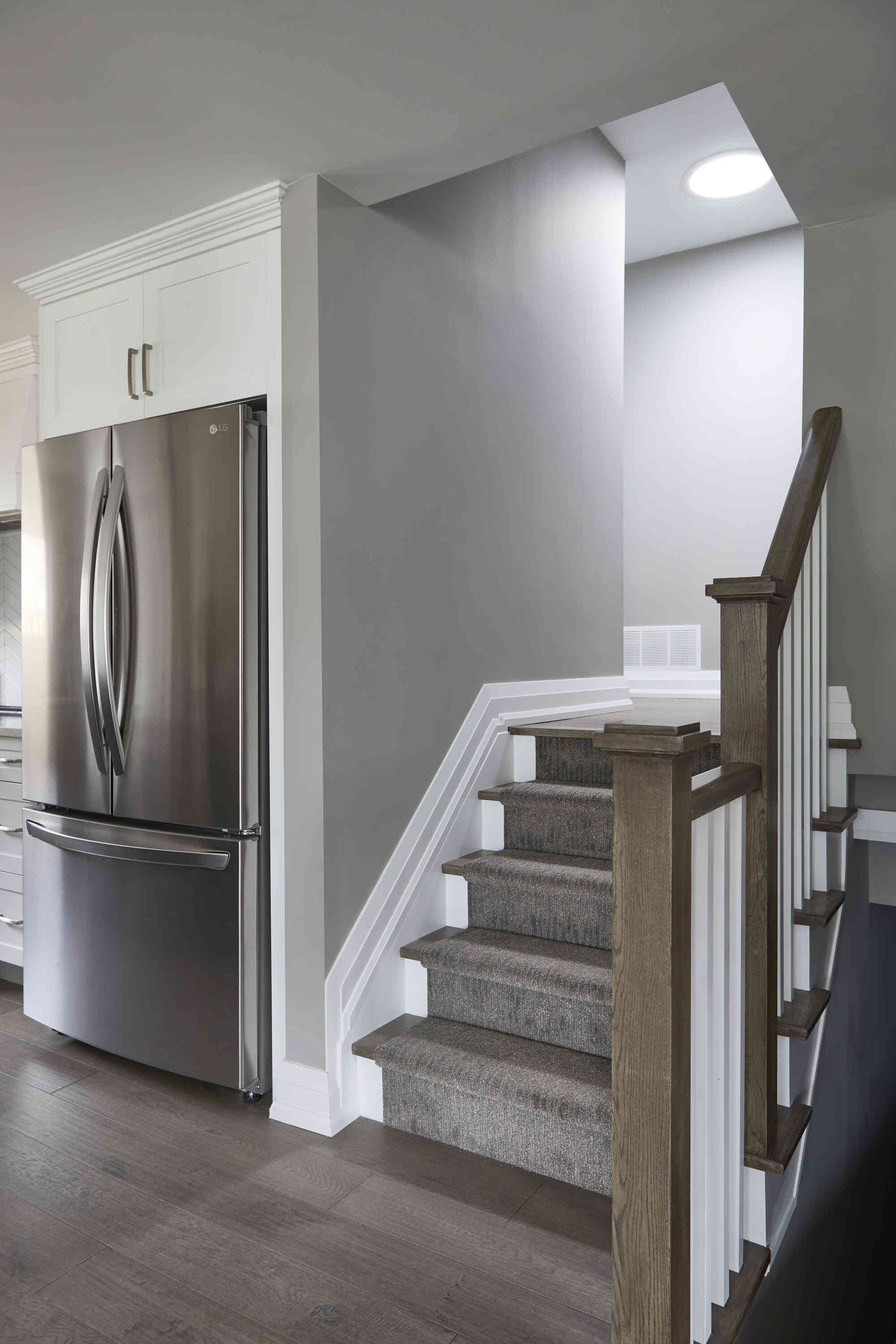 Carpeted staircase to kitchen renovation in Markham 