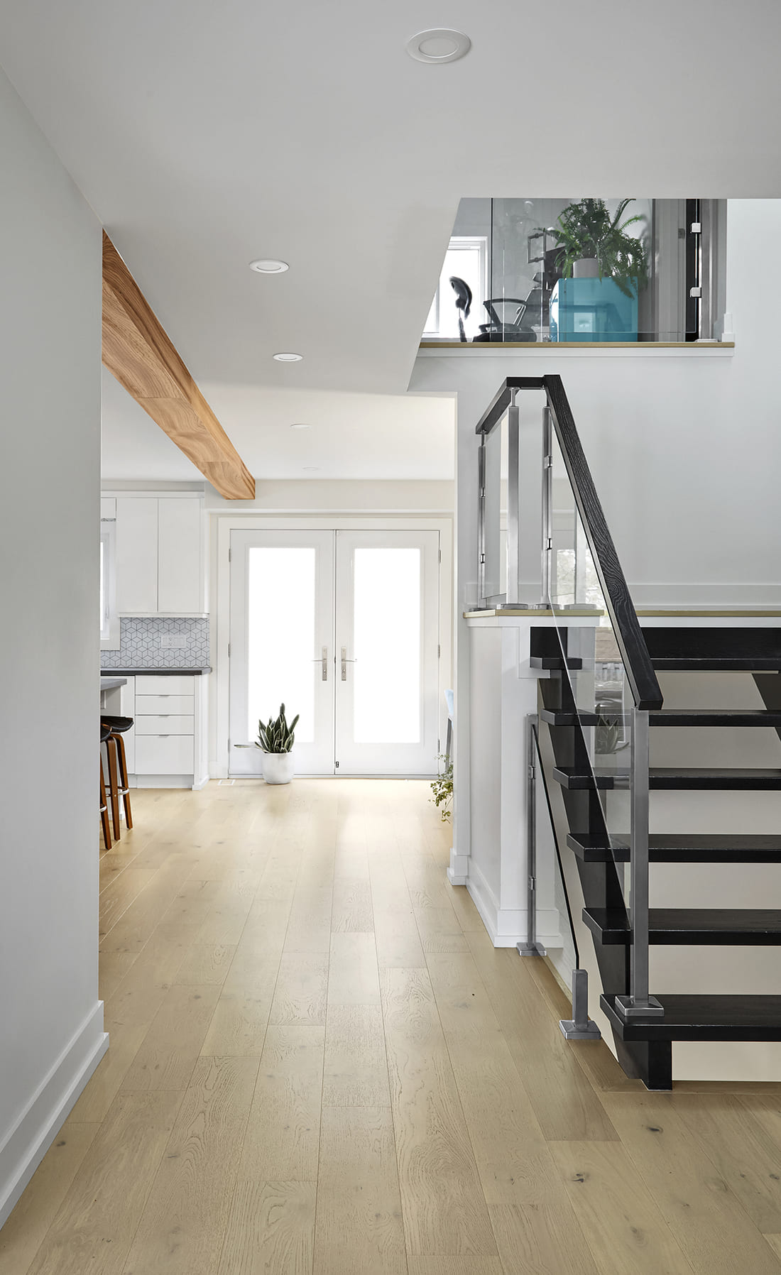 Hardwood flooring planks in main level of Markham renovation