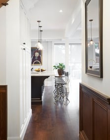 Entryway view of open-concept kitchen with transitional style