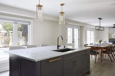 Kitchen island with dining table view