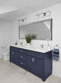 Victoria navy blue Master Ensuite Vanity with marble floor in markham (1)