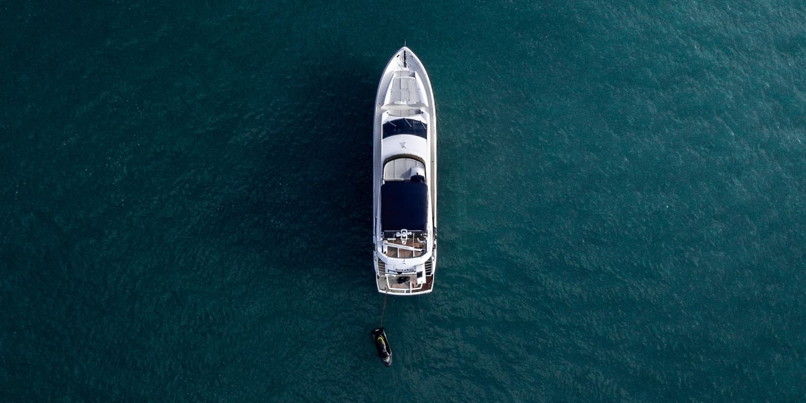 aerial luxury boat on lake in muskoka (1)