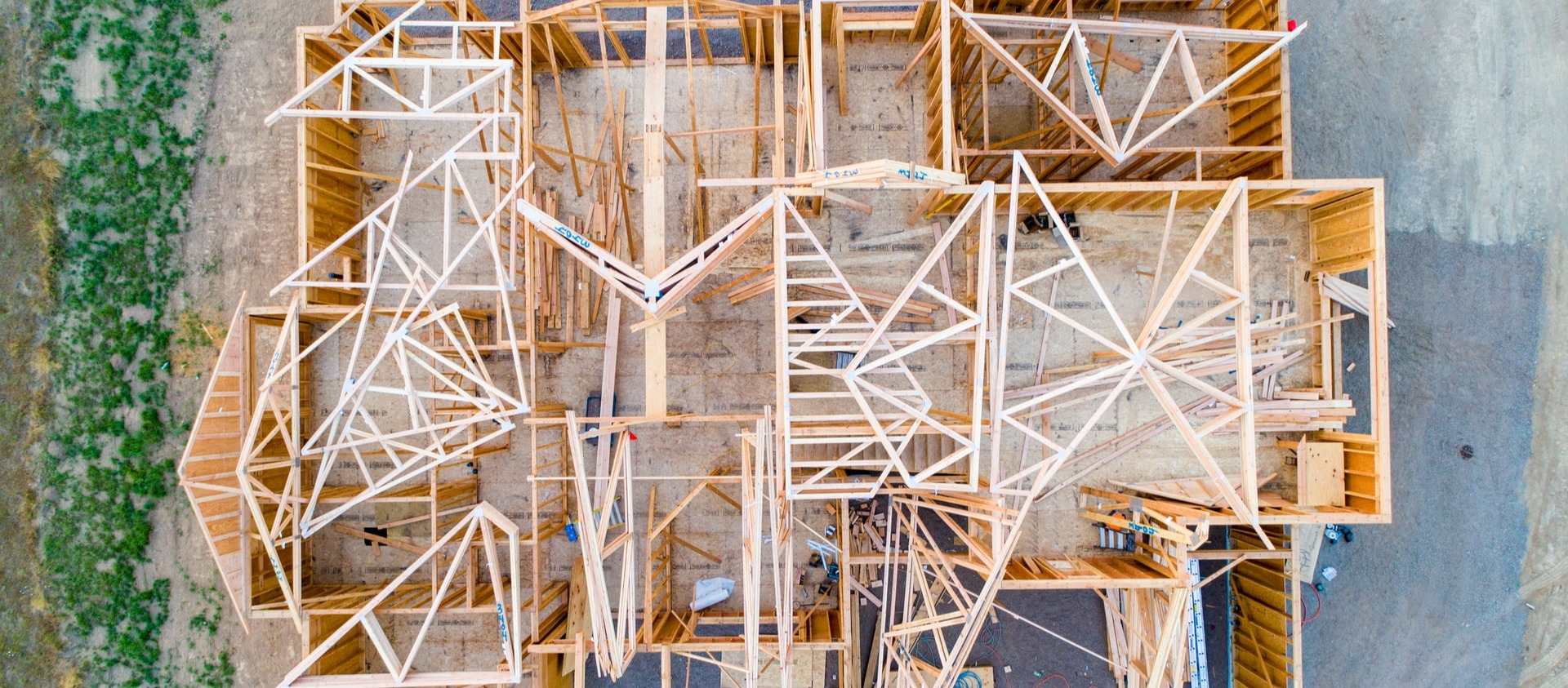 aerial photo of house being built