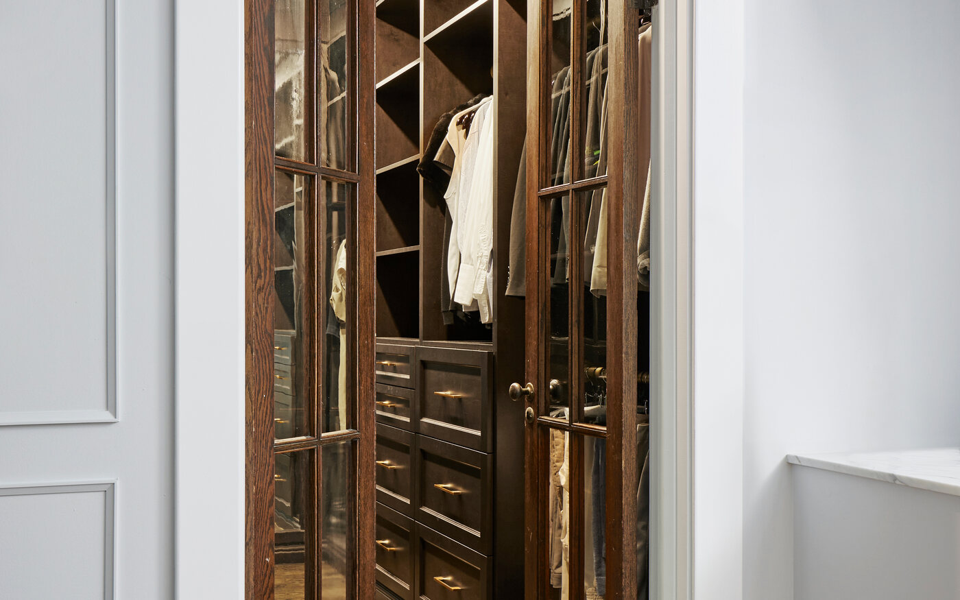 antique doors walk in closet in markham home renovation (1)
