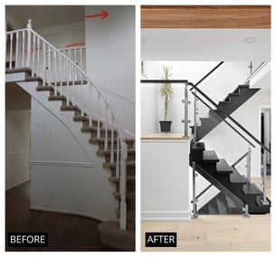 before and after transformation of staircase in markham ontario