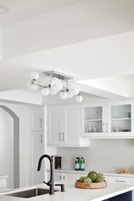 circular bulb pendant lighting above kitchen island in markham