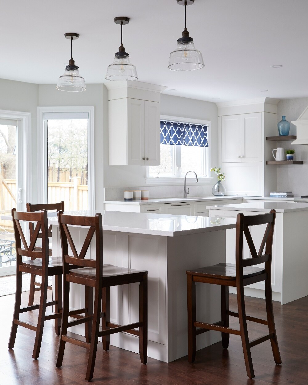 double kitchen islands in white kitchen renovation in markham ontario-1