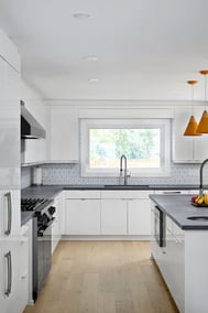 gorgeous after photo of white modern contemporary kitchen renovation in markham