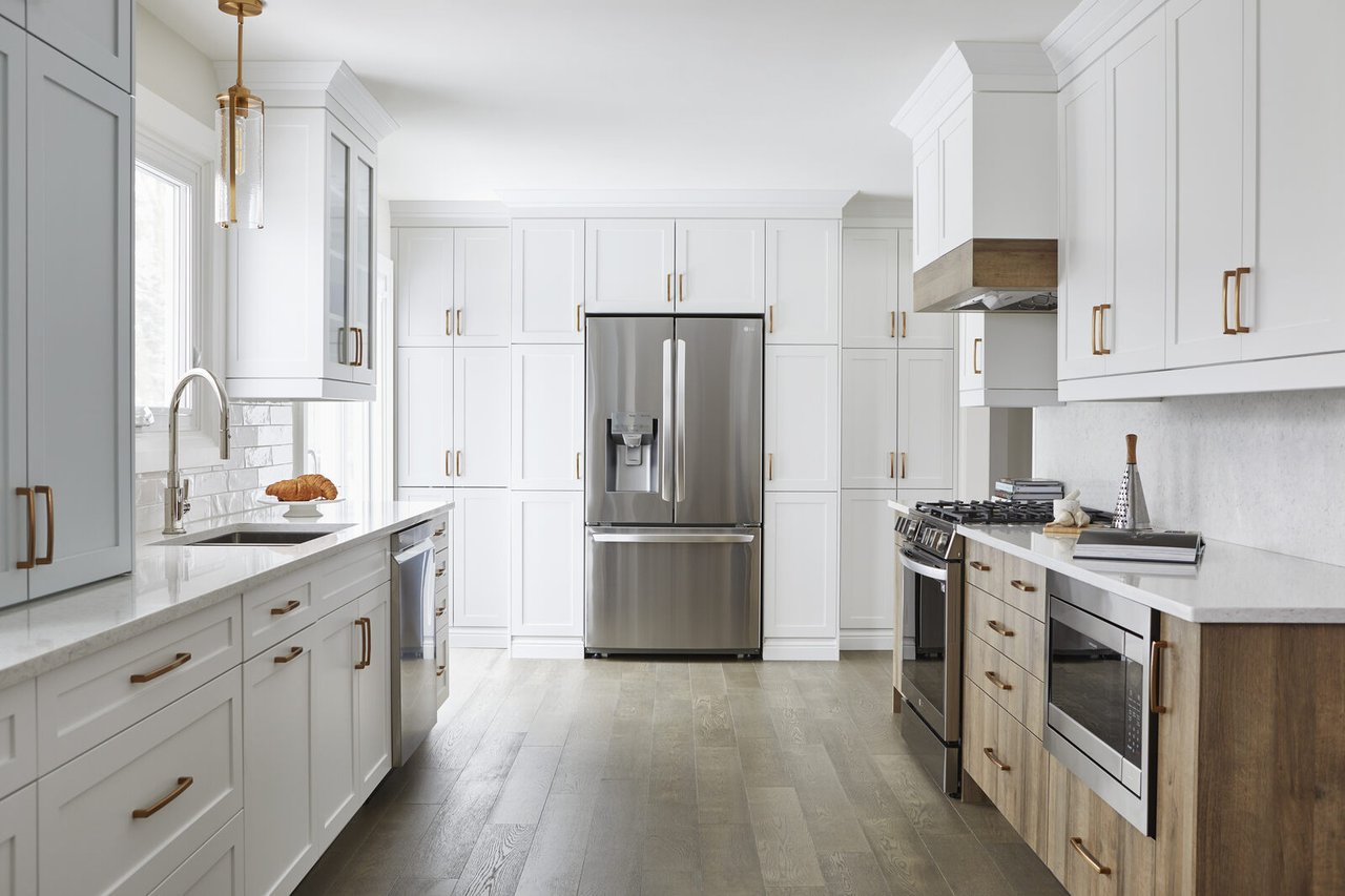 kitchen renovation with Esterel Riviera oak wood textured melamine cabinetry in markham ontario