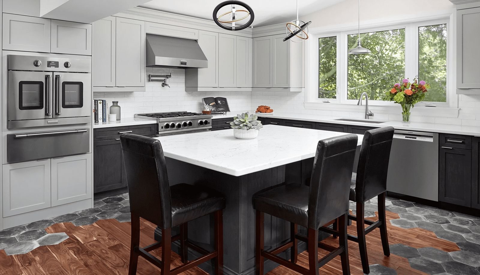 kitchen renovation with island and dark  