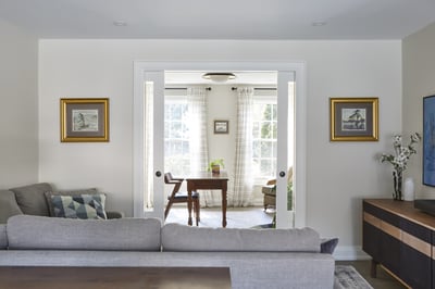 living room with office view