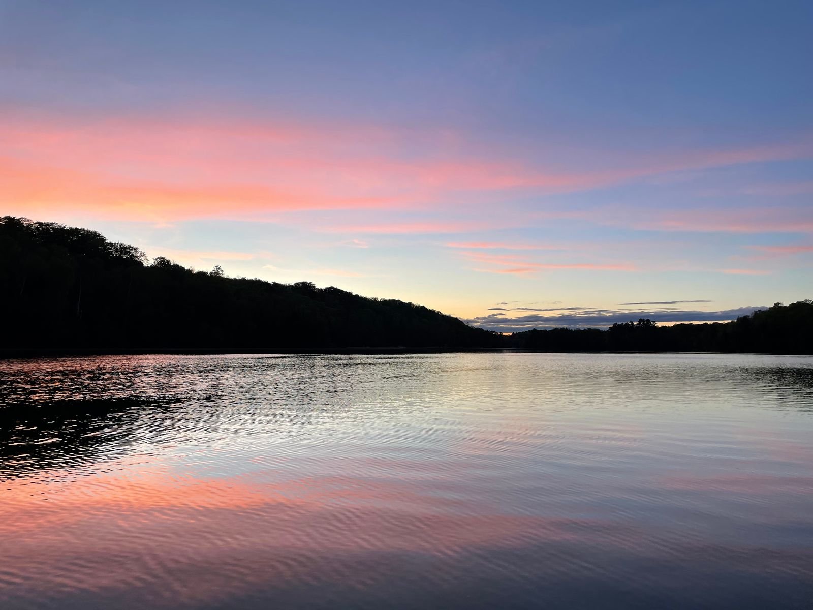 Pink sunset overlooking Lake Muskoka