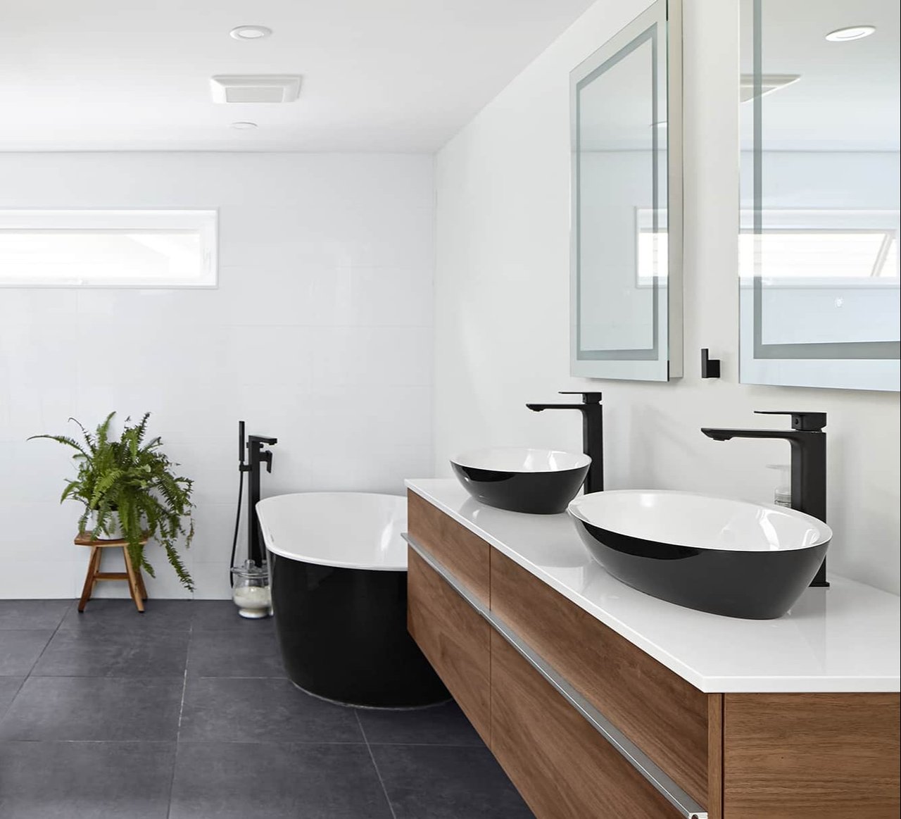smart home bathroom with floating vanity in markham ontario