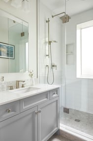 white modern bathroom renovation in markham ontario