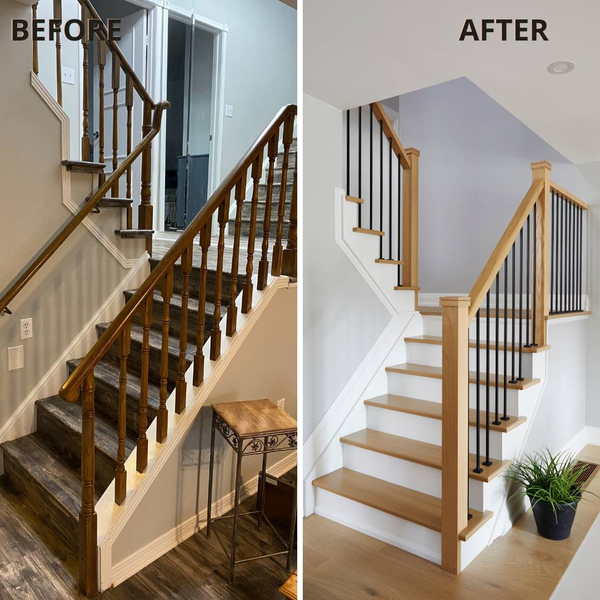 BEFORE & AFTER HORIZONTAL staircase transformation
