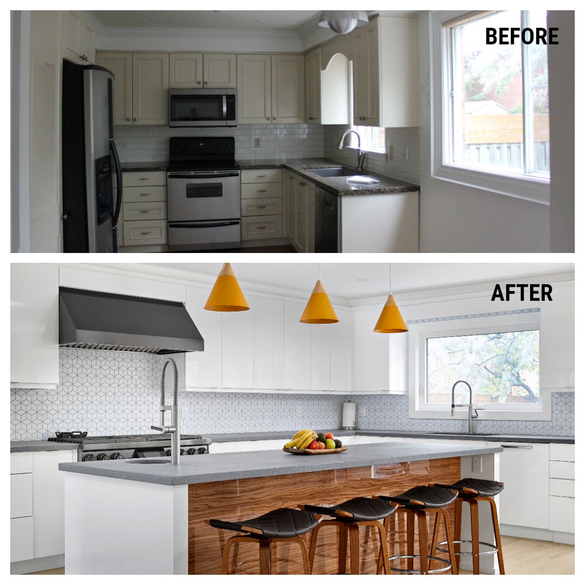 before and after gorgeous contemporary kitchen transformation in makrham